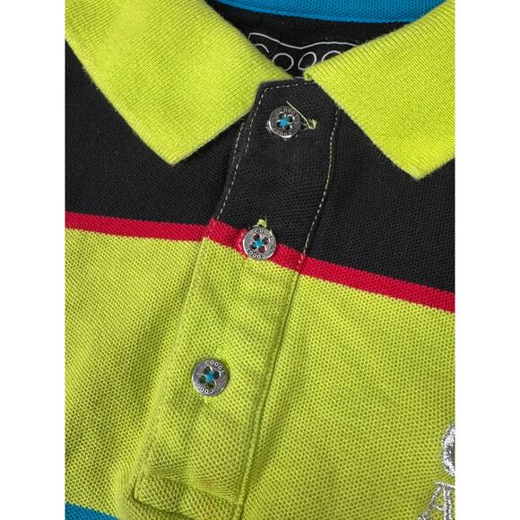 COOGI Vtg Embroidered Crest Shirt Mens XL Stripe Collared Polo Y2K Hip Hop - Picture 3 of 16